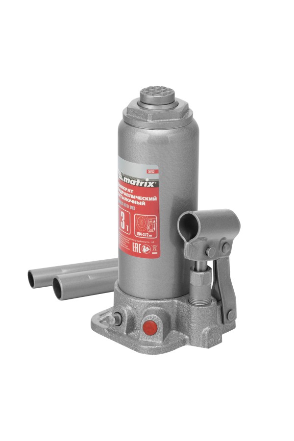 Домкрат гидравлический бутылочный, 3 т, высота подъема 194-372 мм, в пластиковый кейсе Matrix