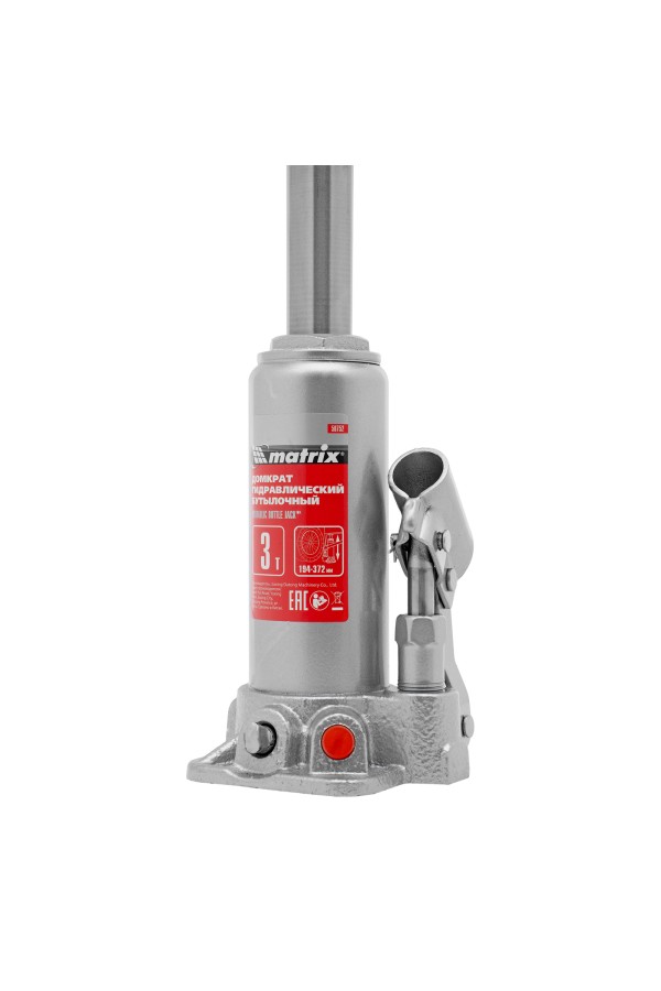 Домкрат гидравлический бутылочный, 3 т, высота подъема 194-372 мм, в пластиковый кейсе Matrix