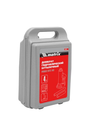Домкрат гидравлический бутылочный, 4 т, высота подъема 194-372 мм, в пластиковый кейсе Matrix