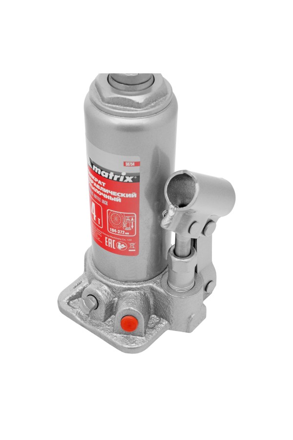 Домкрат гидравлический бутылочный, 4 т, высота подъема 194-372 мм, в пластиковый кейсе Matrix