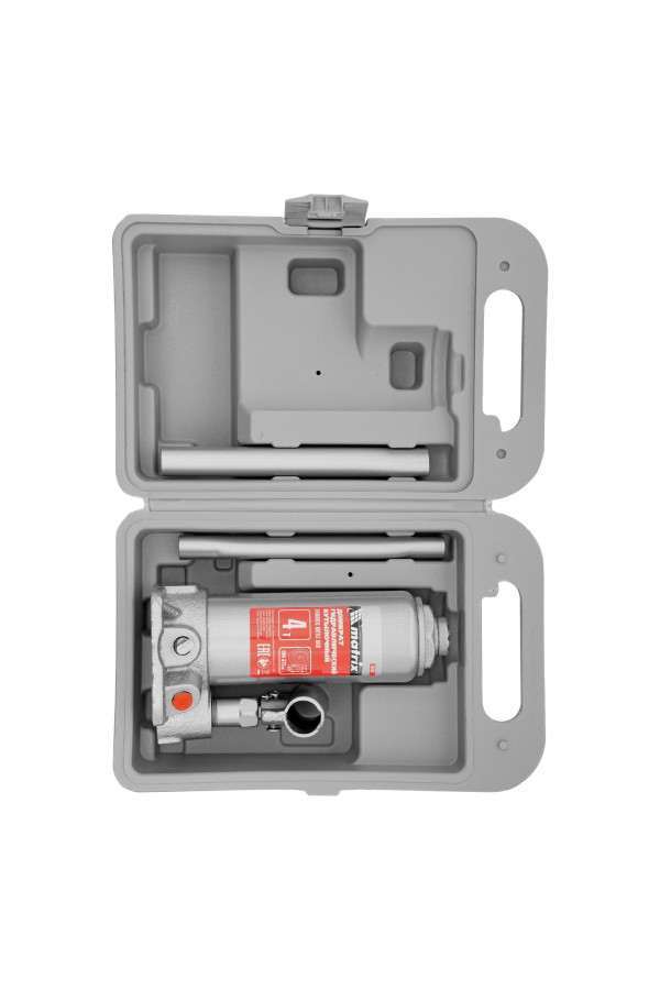 Домкрат гидравлический бутылочный, 4 т, высота подъема 194-372 мм, в пластиковый кейсе Matrix