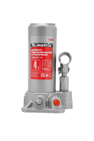 Домкрат гидравлический бутылочный, 4 т, высота подъема 194-372 мм, в пластиковый кейсе Matrix