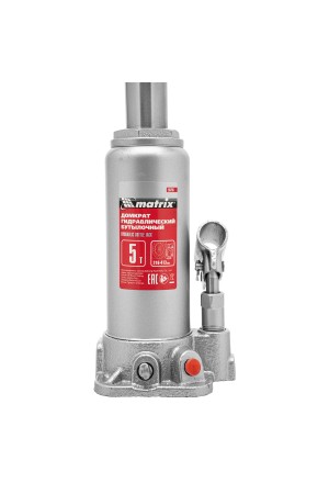 Домкрат гидравлический бутылочный, 5 т, высота подъема 216-413 мм, в пластиковый кейсе Matrix