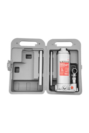 Домкрат гидравлический бутылочный, 5 т, высота подъема 216-413 мм, в пластиковый кейсе Matrix