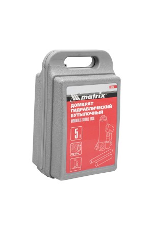 Домкрат гидравлический бутылочный, 5 т, высота подъема 216-413 мм, в пластиковый кейсе Matrix