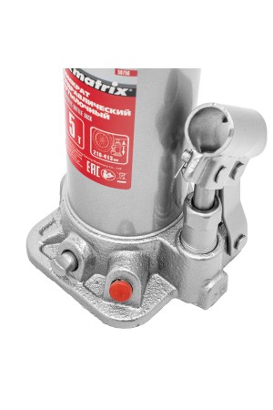 Домкрат гидравлический бутылочный, 5 т, высота подъема 216-413 мм, в пластиковый кейсе Matrix