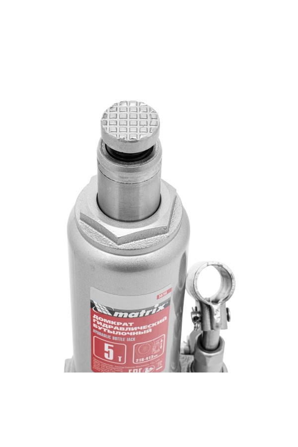 Домкрат гидравлический бутылочный, 5 т, высота подъема 216-413 мм, в пластиковый кейсе Matrix