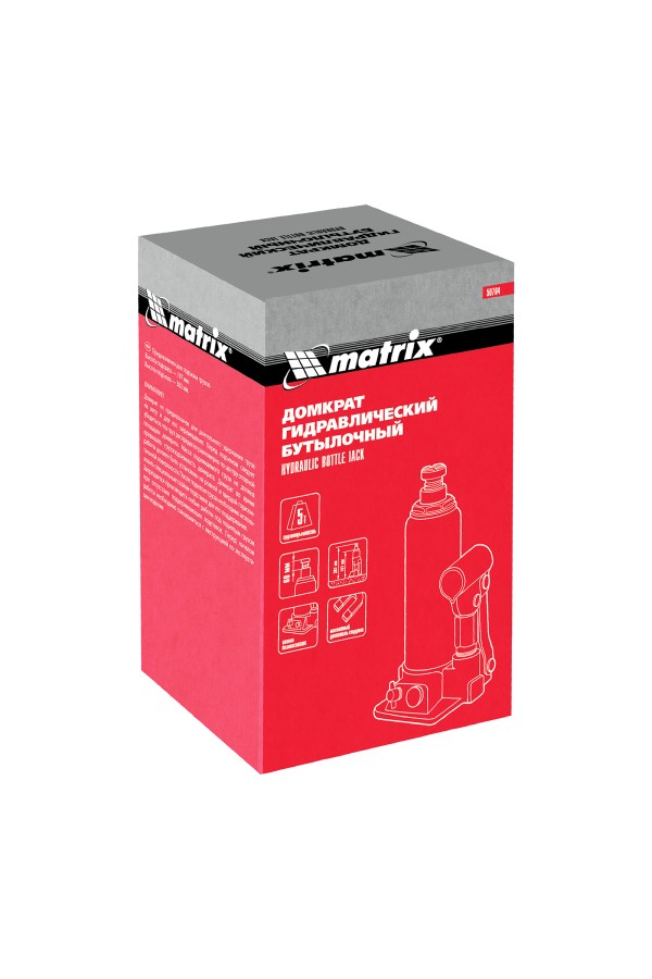 Домкрат гидравлический бутылочный, 5 т, h подъема 197-382 мм Matrix