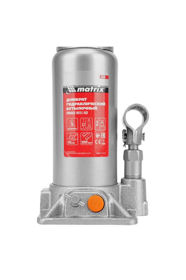 Домкрат гидравлический бутылочный, 5 т, h подъема 197-382 мм Matrix