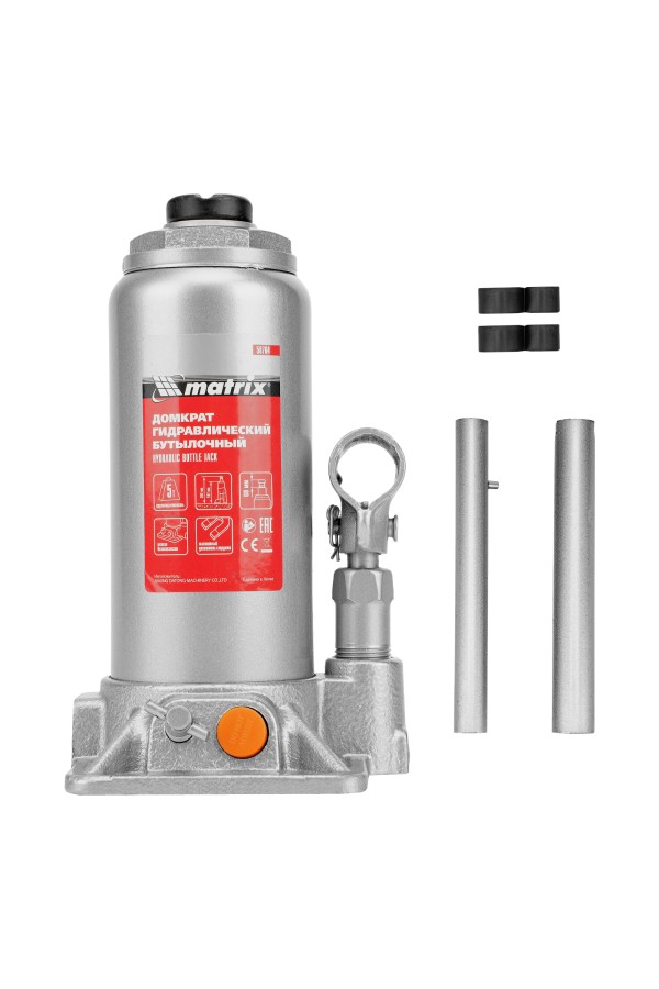 Домкрат гидравлический бутылочный, 5 т, h подъема 197-382 мм Matrix