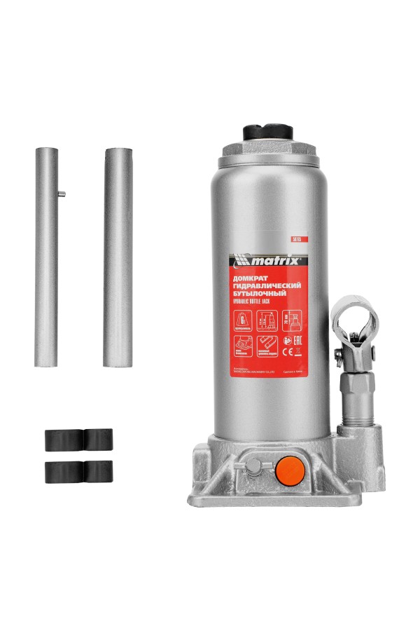 Домкрат гидравлический бутылочный, 6 т, h подъема 216-413 мм Matrix