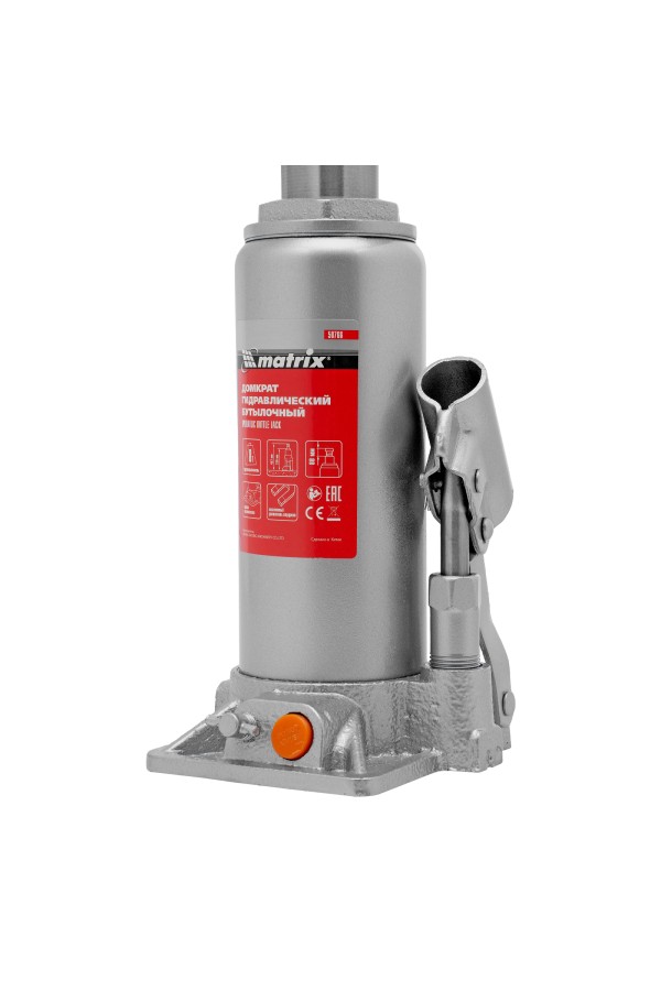 Домкрат гидравлический бутылочный, 8 т, h подъема 230-457 мм Matrix