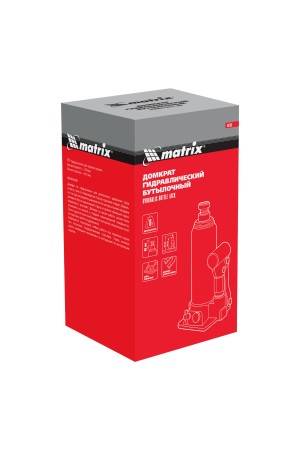 Домкрат гидравлический бутылочный, 8 т, h подъема 230-457 мм Matrix