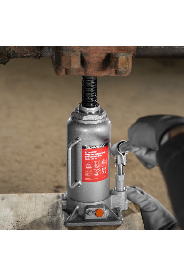 Домкрат гидравлический бутылочный, 12 т, h подъема 230-465 мм Matrix