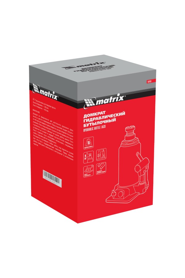 Домкрат гидравлический бутылочный, 16 т, h подъема 230-460 мм Matrix