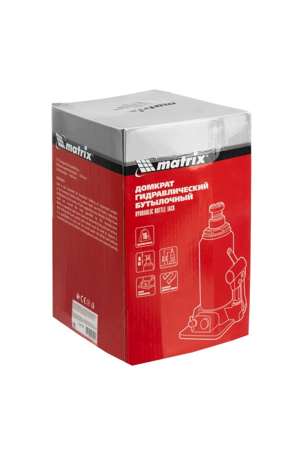 Домкрат гидравлический бутылочный, 16 т, h подъема 230-460 мм Matrix
