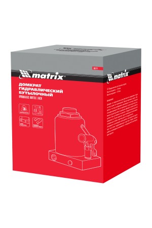 Домкрат гидравлический бутылочный, 30 т, h подъема 244-370 мм Matrix