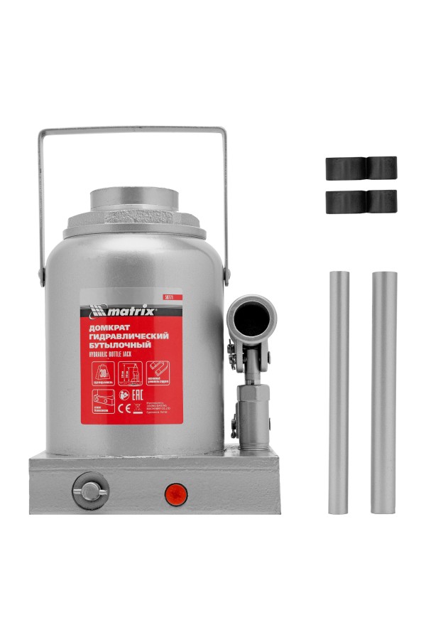 Домкрат гидравлический бутылочный, 30 т, h подъема 244-370 мм Matrix