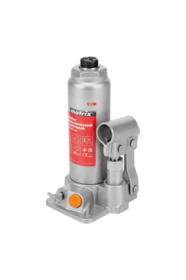 Домкрат гидравлический бутылочный, 2 т, h подъема 181-345 мм, в пластиковом кейсе Matrix