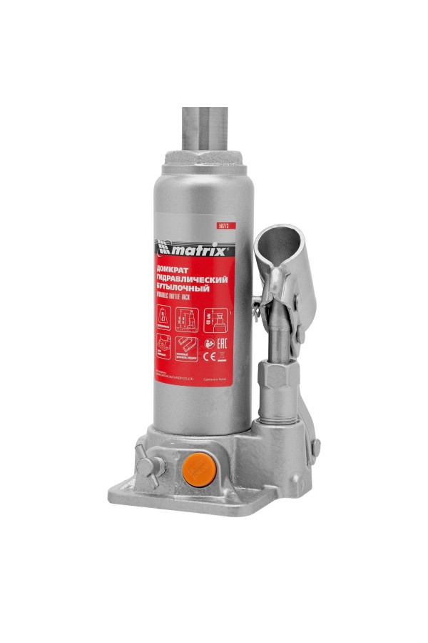 Домкрат гидравлический бутылочный, 2 т, h подъема 181-345 мм, в пластиковом кейсе Matrix