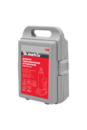 Домкрат гидравлический бутылочный, 3 т, h подъема 178-343 мм, в пластиковом кейсе Matrix