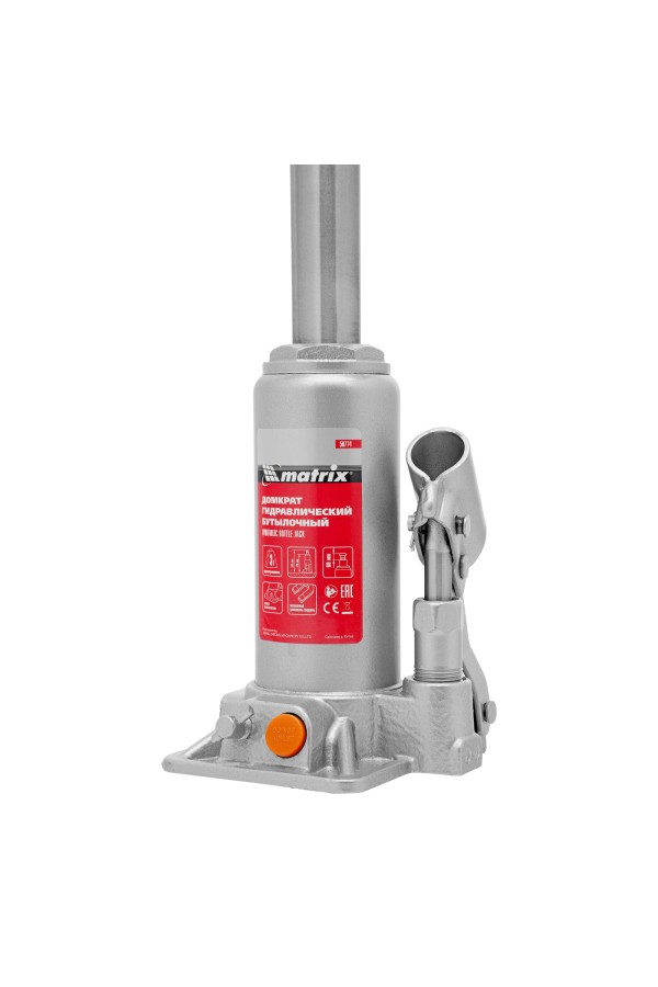 Домкрат гидравлический бутылочный, 3 т, h подъема 178-343 мм, в пластиковом кейсе Matrix