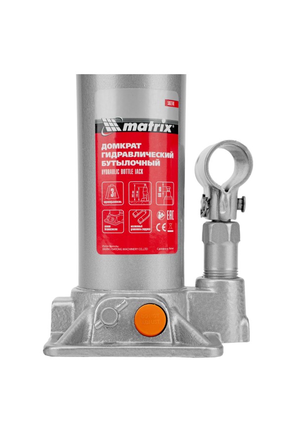 Домкрат гидравлический бутылочный, 3 т, h подъема 178-343 мм, в пластиковом кейсе Matrix