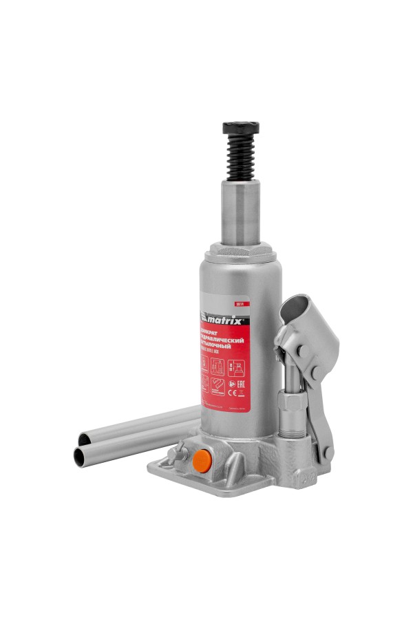 Домкрат гидравлический бутылочный, 3 т, h подъема 178-343 мм, в пластиковом кейсе Matrix