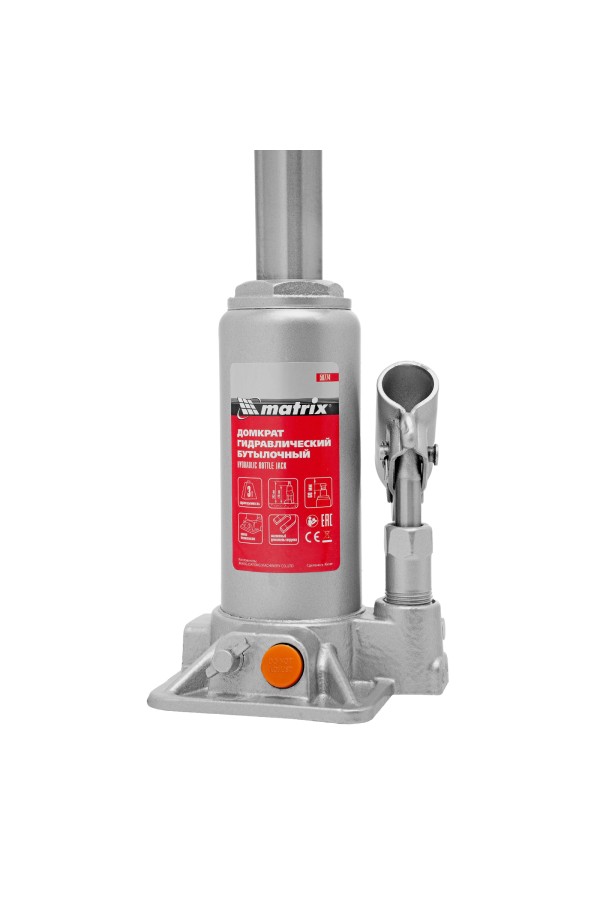 Домкрат гидравлический бутылочный, 3 т, h подъема 178-343 мм, в пластиковом кейсе Matrix