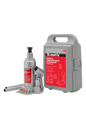 Домкрат гидравлический бутылочный, 3 т, h подъема 178-343 мм, в пластиковом кейсе Matrix