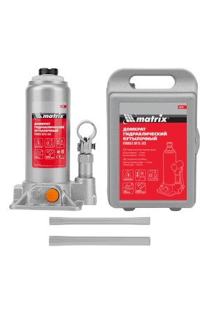 Домкрат гидравлический бутылочный, 3 т, h подъема 178-343 мм, в пластиковом кейсе Matrix