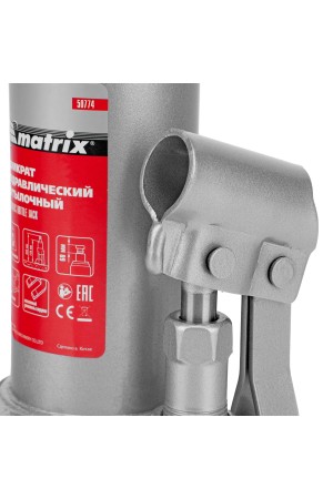 Домкрат гидравлический бутылочный, 3 т, h подъема 178-343 мм, в пластиковом кейсе Matrix