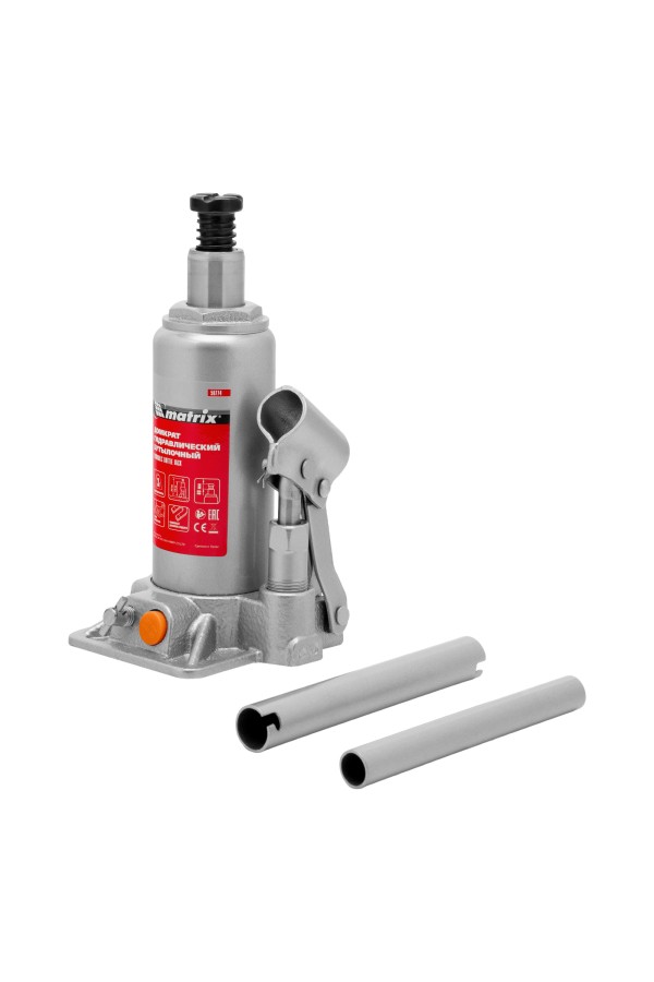 Домкрат гидравлический бутылочный, 3 т, h подъема 178-343 мм, в пластиковом кейсе Matrix