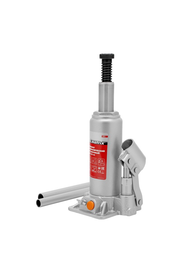 Домкрат гидравлический бутылочный, 4 т, h подъема 194-372 мм, в пластиковом кейсе Matrix