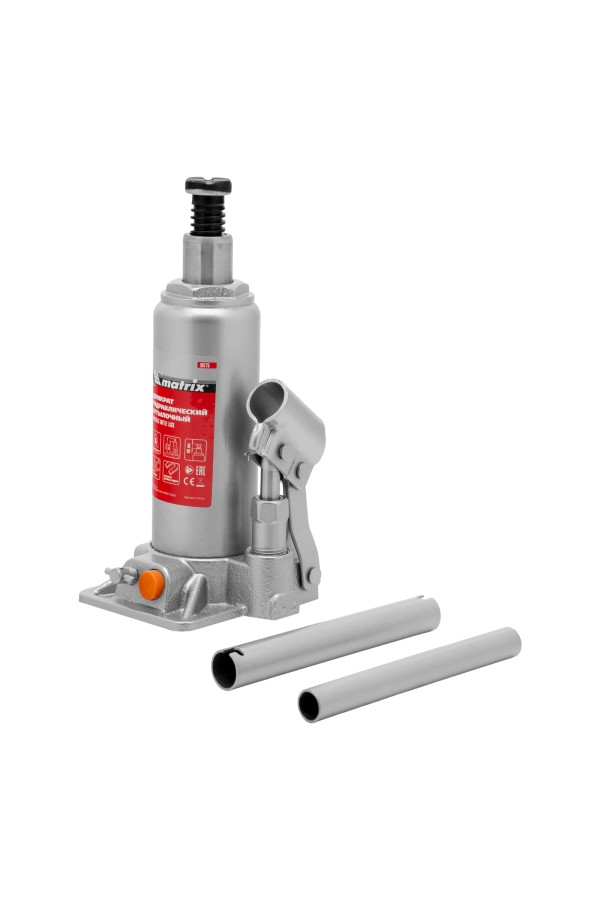 Домкрат гидравлический бутылочный, 4 т, h подъема 194-372 мм, в пластиковом кейсе Matrix