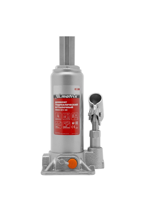 Домкрат гидравлический бутылочный, 4 т, h подъема 194-372 мм, в пластиковом кейсе Matrix
