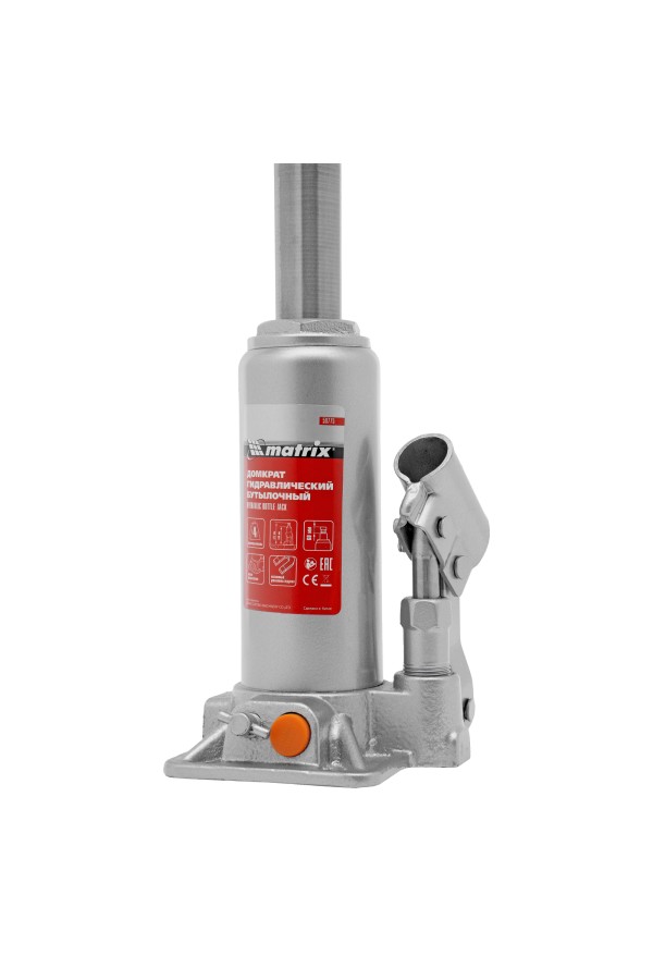 Домкрат гидравлический бутылочный, 4 т, h подъема 194-372 мм, в пластиковом кейсе Matrix