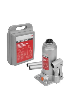 Домкрат гидравлический бутылочный, 5 т, h подъема 197-382 мм, в пластиковом кейсе Matrix