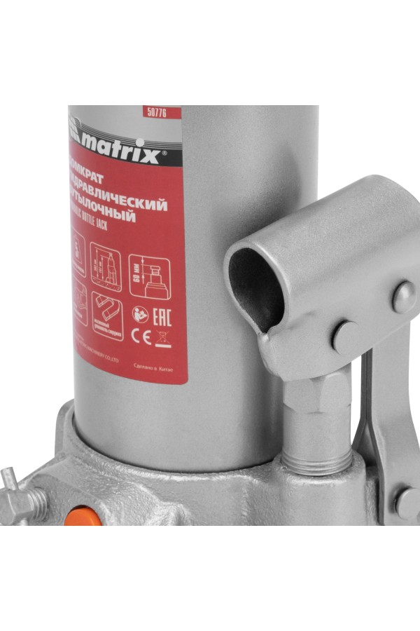 Домкрат гидравлический бутылочный, 5 т, h подъема 197-382 мм, в пластиковом кейсе Matrix
