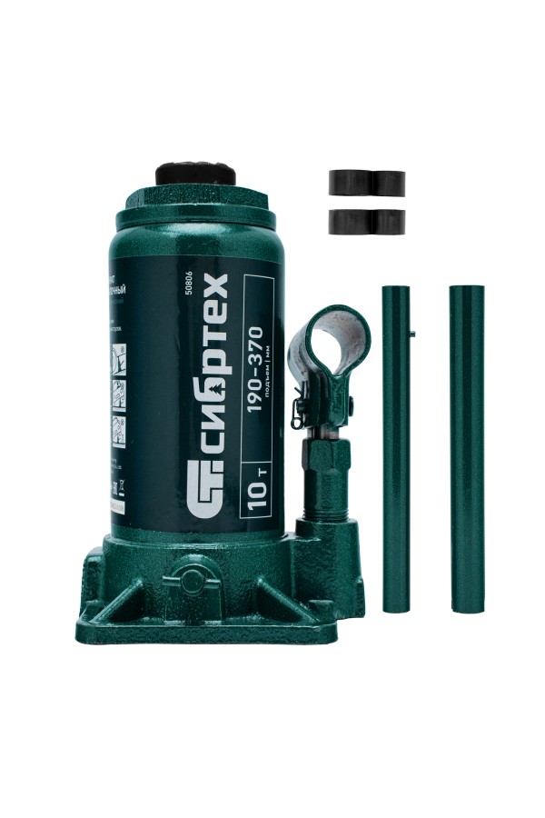 Домкрат гидравлический бутылочный, 10 т, 190-370 мм Сибртех