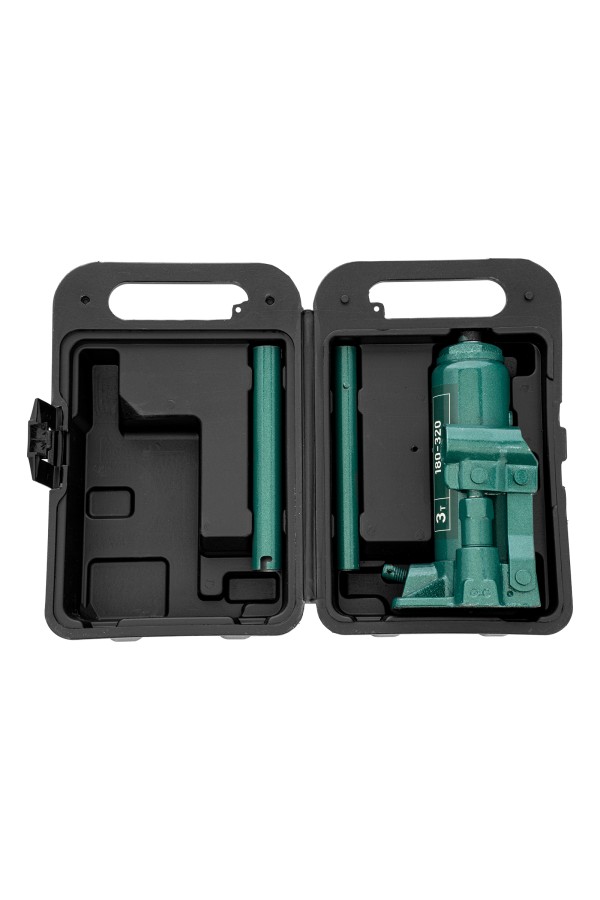 Домкрат гидравлический бутылочный, 3 т, 180-320 мм, в пласт. кейсе Сибртех