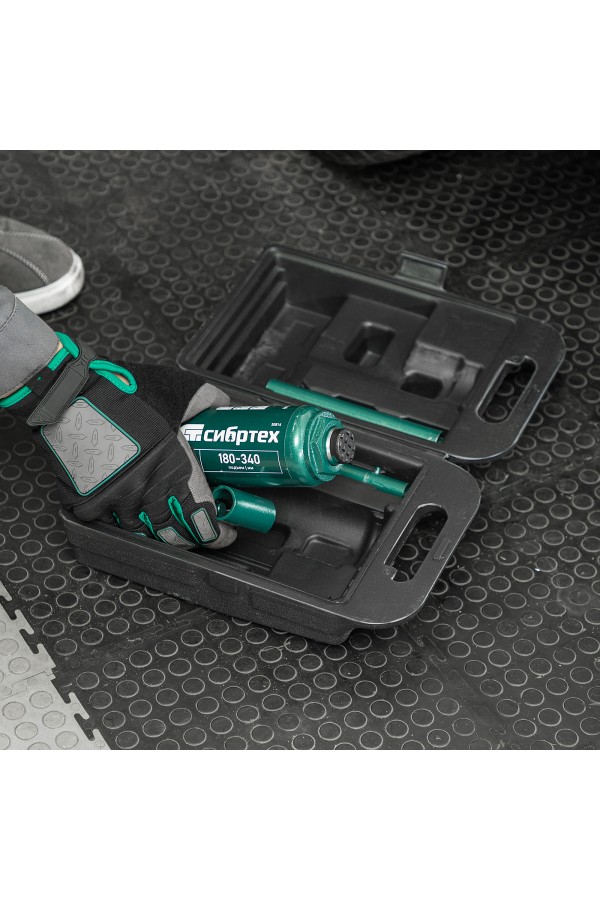 Домкрат гидравлический бутылочный, 5 т, 180-340 мм, в пласт. кейсе Сибртех