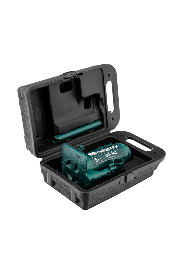 Домкрат гидравлический бутылочный, 5 т, 180-340 мм, в пласт. кейсе Сибртех