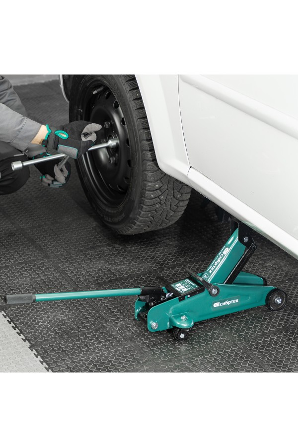 Домкрат гидравлический подкатной, 2 т, 127-330 мм, в пласт. кейсе Сибртех