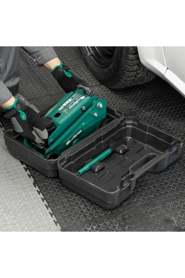 Домкрат гидравлический подкатной, 2,5 т, 148-387 мм, в пласт. кейсе Сибртех