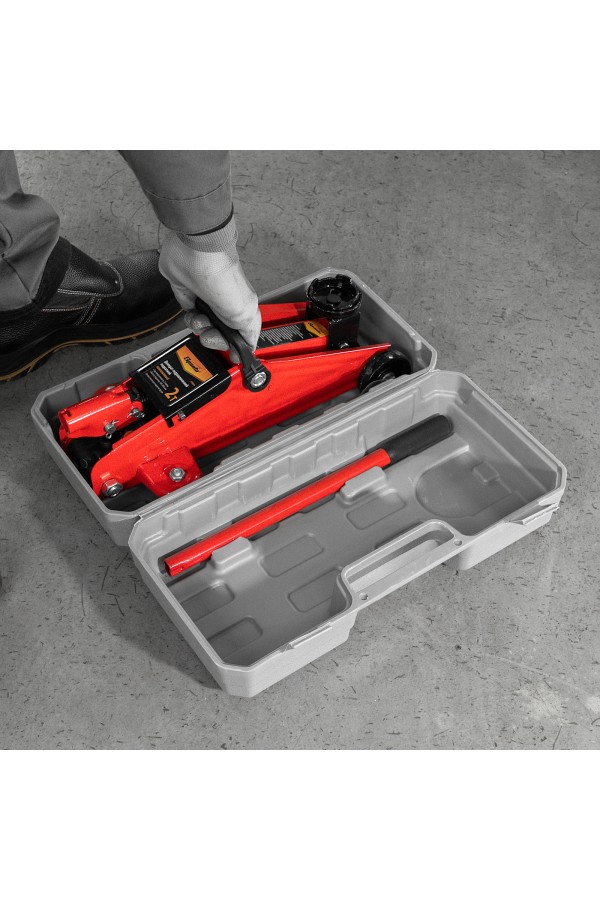 Домкрат гидравлический подкатной, 2 т, h подъема 140-285 мм, в пластиковом кейсе, compact Sparta