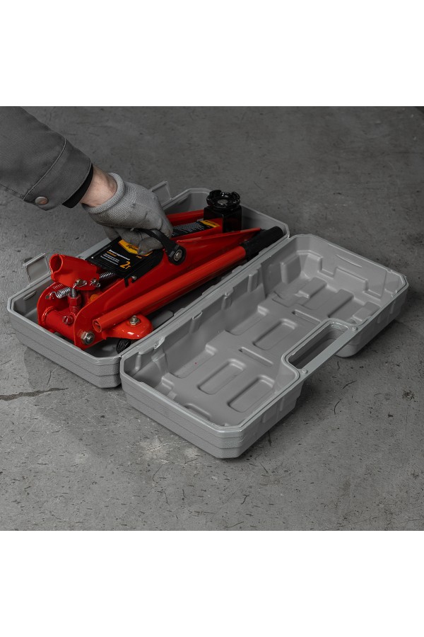 Домкрат гидравлический подкатной, 2 т, h подъема 125-300 мм, в пластиковом кейсе Sparta