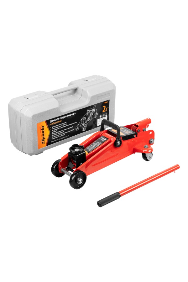Домкрат гидравлический подкатной, 2 т, h подъема 125-300 мм, в пластиковом кейсе Sparta