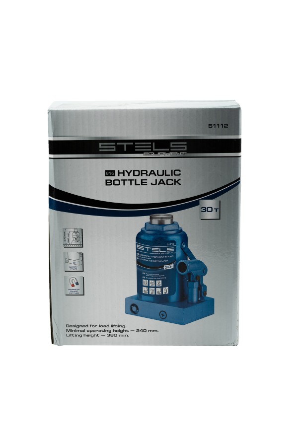 Домкрат гидравлический бутылочный, 30 т, H подъема 240-370 мм Stels
