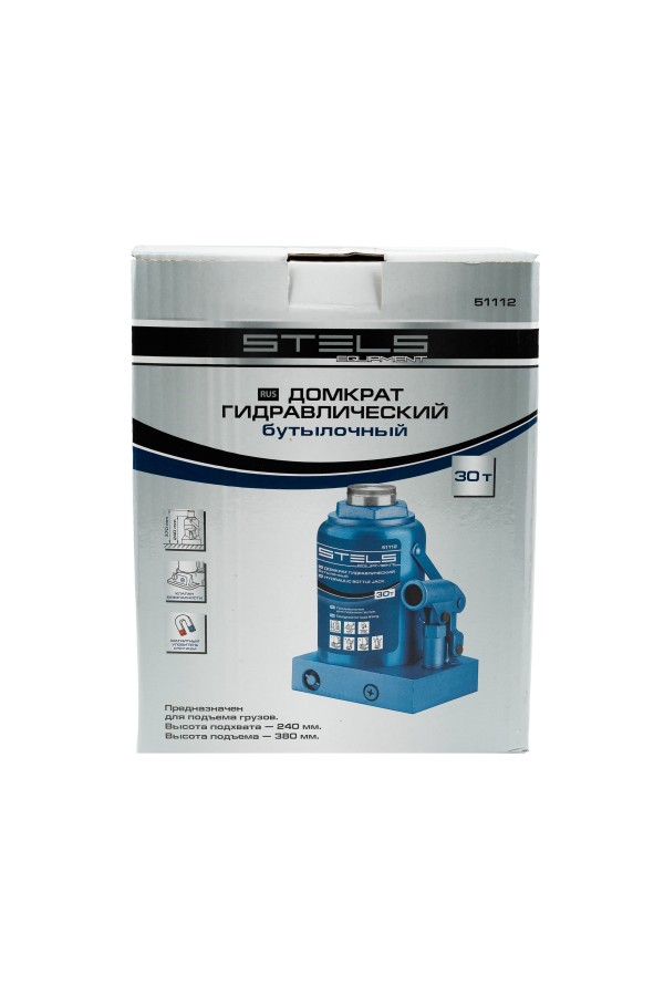 Домкрат гидравлический бутылочный, 30 т, H подъема 240-370 мм Stels